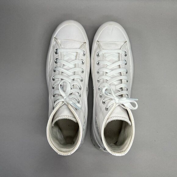 Converse Women's Size 9.5 Chuck Taylor All Star White Leather Lugged Sneakers - Picture 8 of 11